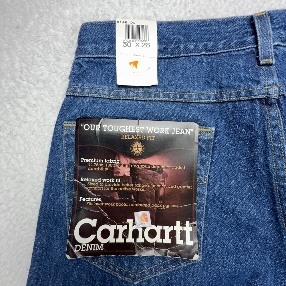 Carhartt B146 DST Relaxed Fit Denim Work Jeans Blue 30x28 NWT